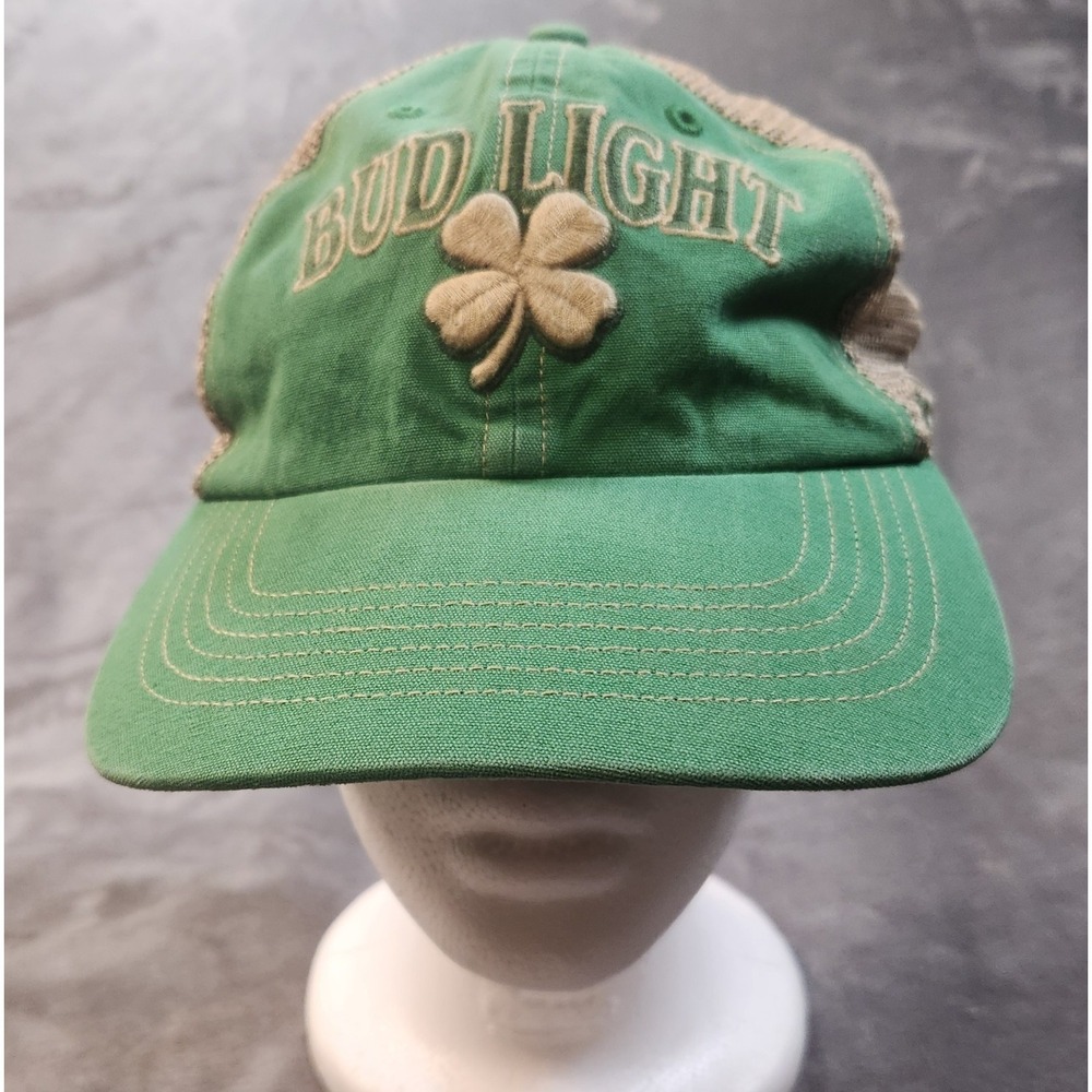 Bud Light Hat Mens Green Clover Snapback '47 Clean Up Trawler Trucker‎ Irish